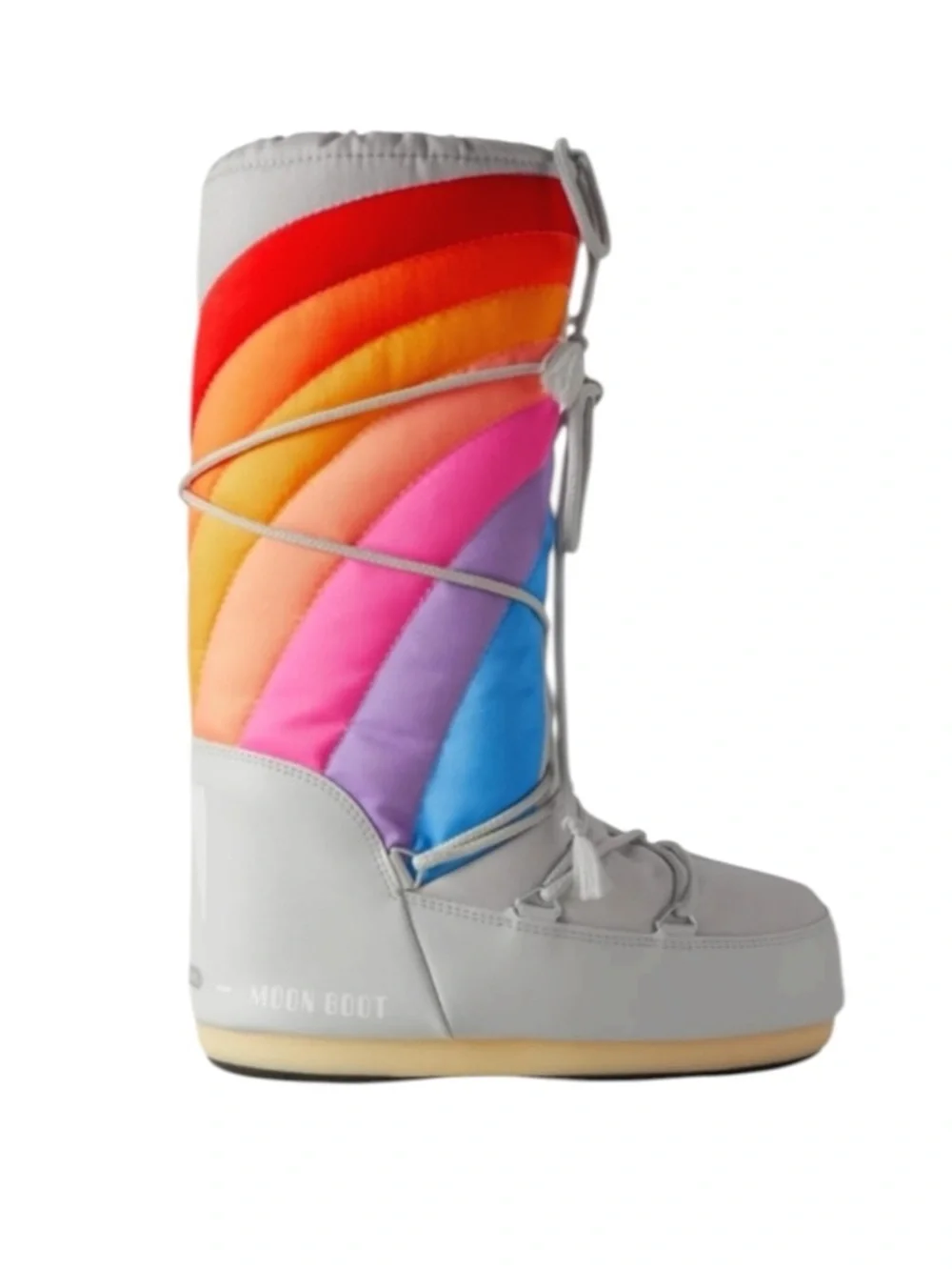 MOON BOOT Light Gray Rainbow Stripe Snow Boots NWT Women’s 7 Winter Boots